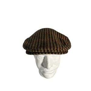Stetson Wool Tweed Herringbone Newsboy Driving Flat Cap Hat Size Medium